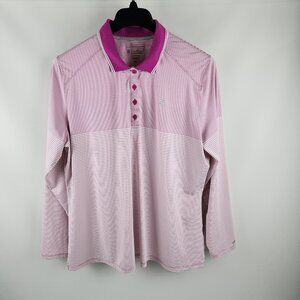 Coolibar Shirt Mens XXL Multi Pink Striped UPF 50 Golf L/S Polo